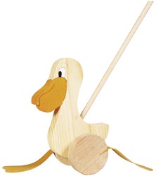 Goki wooden push along pelican - walking toy motor skills