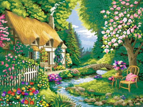 Ravensburger paint by numbers CreArt Cottage Garden painting kit-3