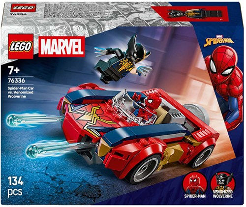 LEGO Spider-Man car building set with Venomized Wolverine minifigure