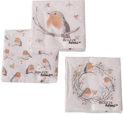 Boltze Home napkins paper robin flowers 20 pieces 34x34cm