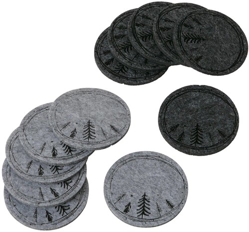 Boltze Home coaster set felt Christmas tree 6-piece round grey