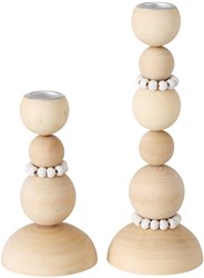 Boltze Home candle holder wood set Beads 2-piece brown decoration