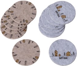 Boltze Home felt coaster set Christmas houses trees 6 pieces brown