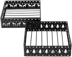 Boltze Home napkin holder metal Christmas decor black - stylish table decoration