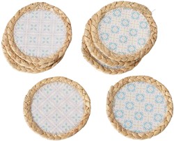 Boltze Home coaster set Portofino blue water hyacinth 4 pieces