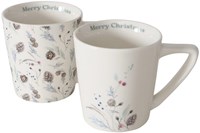 Boltze Home ceramic mug pinecones 300 ml white dishwasher safe