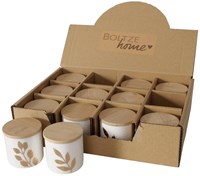 Boltze Home ceramic storage jar white with bamboo lid 5x5cm