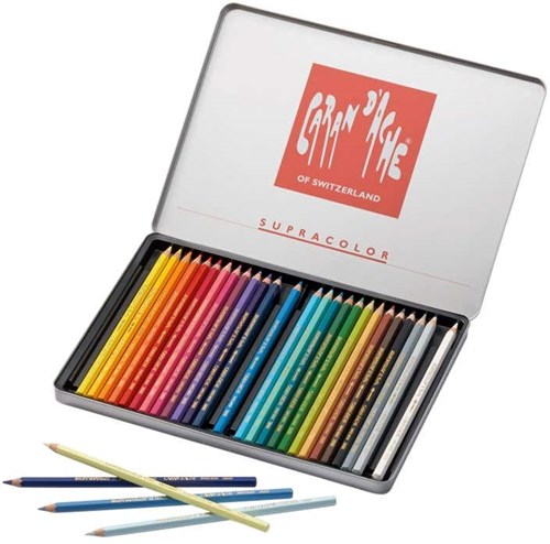 Caran d'Ache watercolor pencils set 30 colors - professional colored pencils