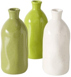 Boltze Home vase porcelain decoration white lime green 15cm modern