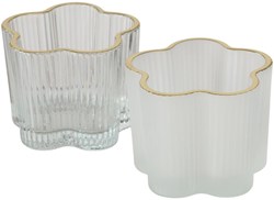 Boltze Home tealight holder glass flower transparent modern design