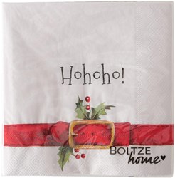 Boltze Home napkins Christmas table decoration HoHoHo white paper 33x33cm