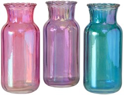 Boltze Home vase glass decoration pink purple turquoise 13.7cm
