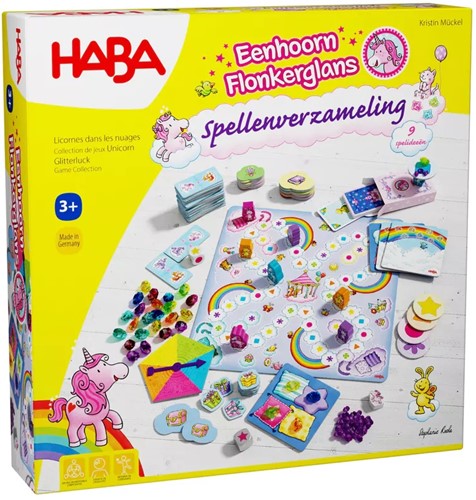 Haba !!! Spel - Eenhoorn Flonkerglans - Spellenverzameling (NL = F 2010879002 - DE 2010879001) (DE/E/F/NL/IT/ES)