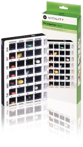 Vitility medicine cassette week pill box black - convenient pill organizer-3