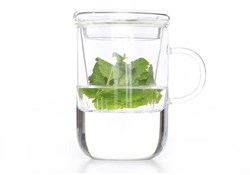Theeglas met filter Ø 8cm h=12cm