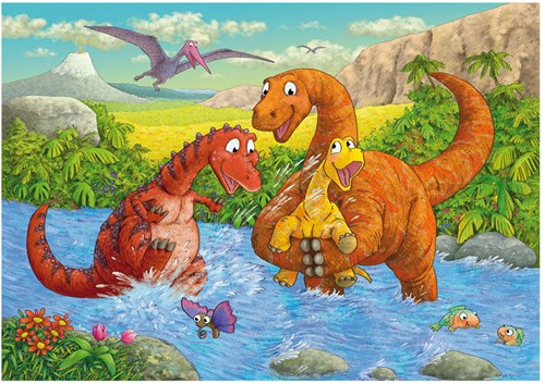 Ravensburger jigsaw puzzle playing dinos - 2x24 pieces kids puzzle-2