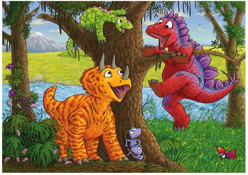 Ravensburger jigsaw puzzle playing dinos - 2x24 pieces kids puzzle-3