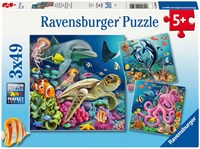 Ravensburger puzzle underwater world - kids jigsaw 3x49 pieces cardboard