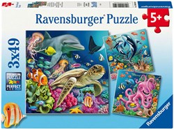 Ravensburger puzzle underwater world - kids jigsaw 3x49 pieces cardboard