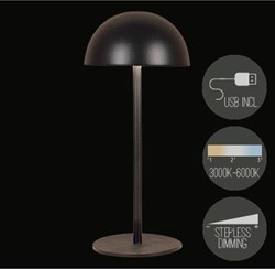 Anna's Collection table lamp USB black LED rechargeable dimmable 9.5x22cm