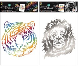 Grafix creative stencils A4 scratch with gel pens - craft set
