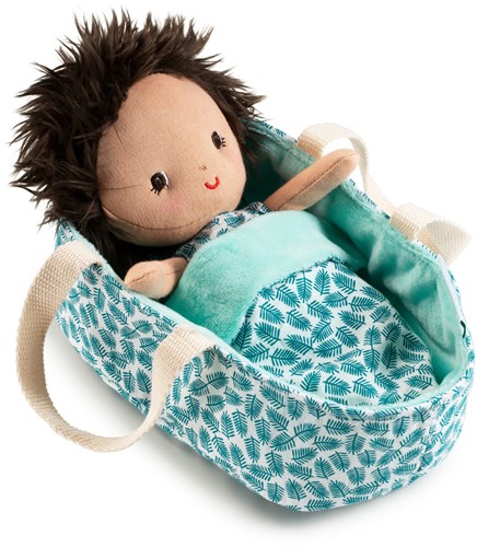Lilliputiens baby doll Ari with carrycot - soft doll for role play