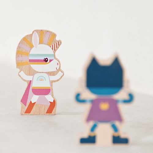 Lilliputiens wooden superhero play figures set - imaginative toy-3