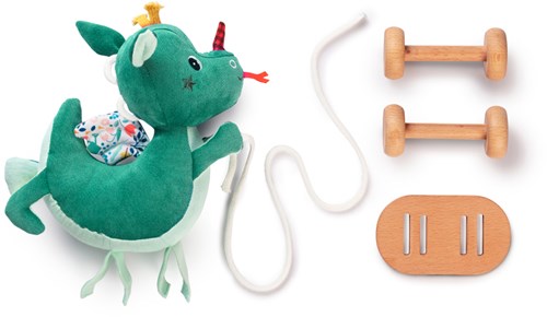 Lilliputiens pull-along toy - Dragon Joe wooden pull figure and cuddle toy-2