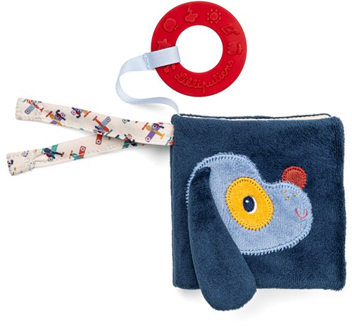 Lilliputiens baby activity book Jules the Dog - soft sensory book with teether