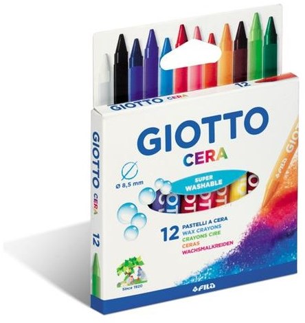 Giotto wax crayons set - 12 colors - washable and child-friendly