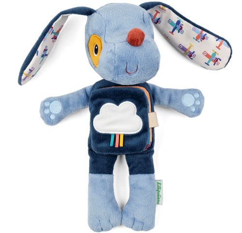Lilliputiens cuddly toy Jules the Dog with glow-in-the-dark and fabric book