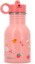 Lilliputiens pink water bottle 400ml - child-friendly drinking bottle with straw