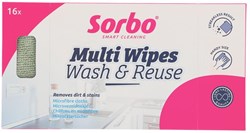 Sorbo microfiber cleaning cloths 22x22cm 16 pieces reusable wipes