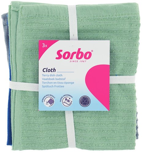 Sorbo terry dishcloths set of 3 - absorbent kitchen cleaning cloths
