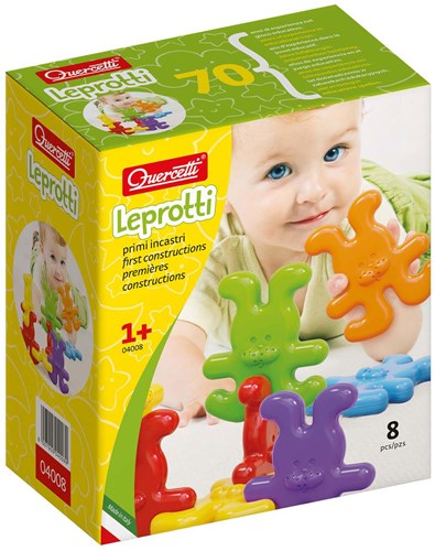 Quercetti building toy bunnies colorful plastic 8-piece toddlers-2