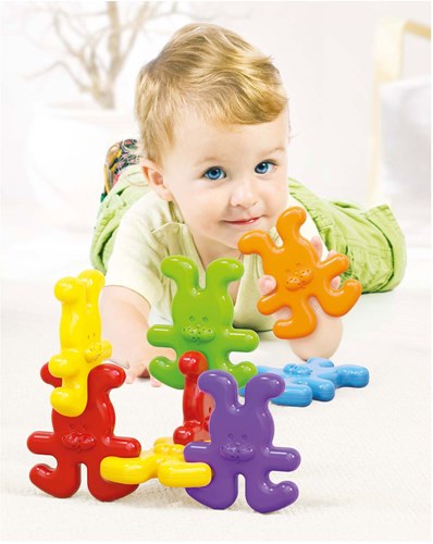 Quercetti building toy bunnies colorful plastic 8-piece toddlers-3