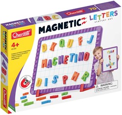 Quercetti magnetic board educational toy with multicolor magnetic letters