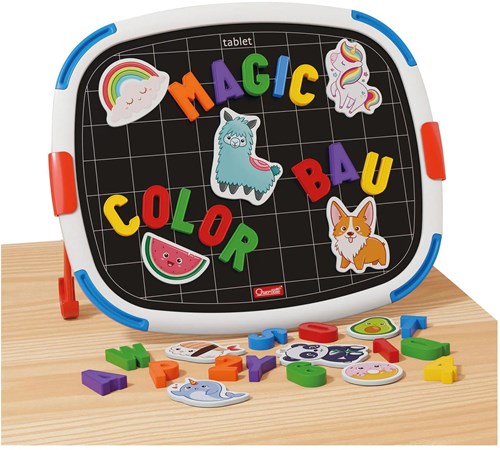 Quercetti magnetic board educational toy with letters and figures-3