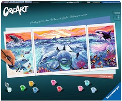 CreArt Schilderen op Nummer - Dolphins At Sunset