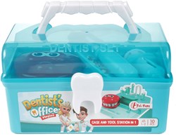 Dentist toy case with accessories - 10 pieces - blue - playset