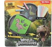 Sidewalk Chalk Dino with Stencils - World of Dinosaurs, 10-piece, chalk toy
