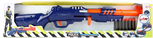 Toi-Toys police toy gun with foam darts - blue - 61 cm