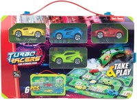 Turbo Racers Verzamelkoffer met Auto's en Speelkleed, 6dlg.