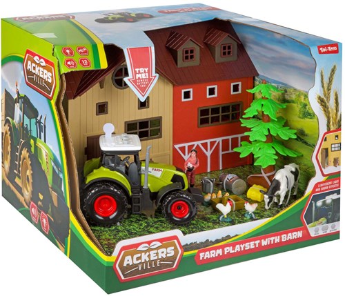 Ackers Ville Boerderij met Tractor Licht en Geluid Speelset, 12dlg.-3
