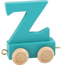 Small Foot wooden letter train aquablue - Z - toy letter wagon