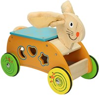 Johntoy wooden walker bunny with shape sorter for toddlers-2