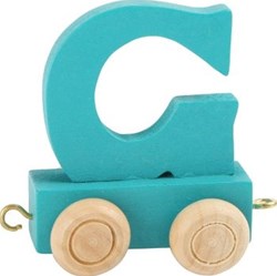 Small Foot wooden letter train aquablue G - toy train wagon