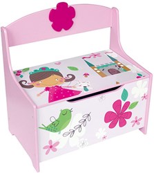 Playwood wooden toy bench princess pink storage chest toy
