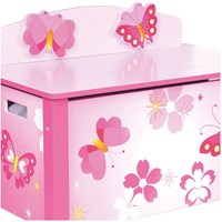 Playwood wooden toy bench butterfly - pink storage chest for kids-2