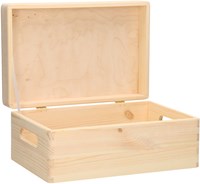 Playwood wooden storage box with flap lid for craft supplies 30x20x13.5 cm-2